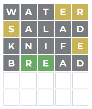 Look at the color hints of the letters